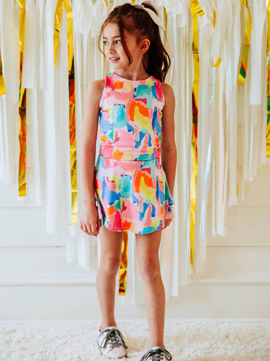 Active Skort Set - Rainbow Splash