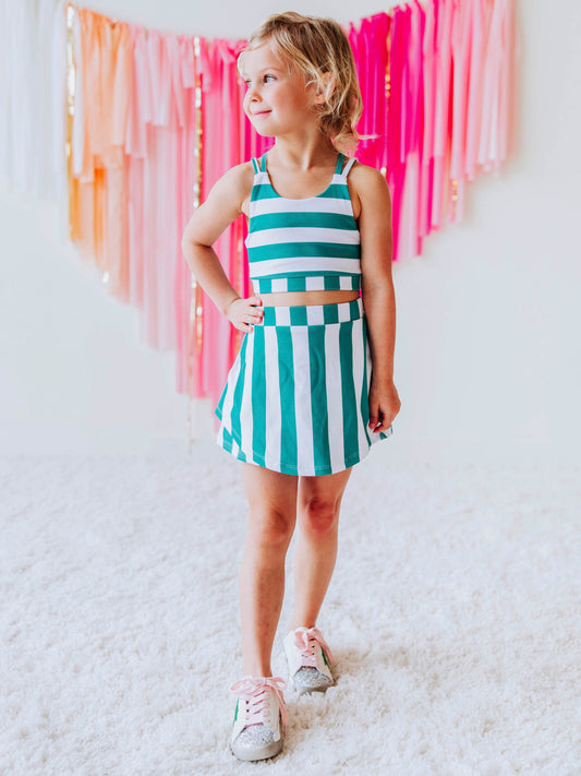 Empower Crop - Sea Green Stripe