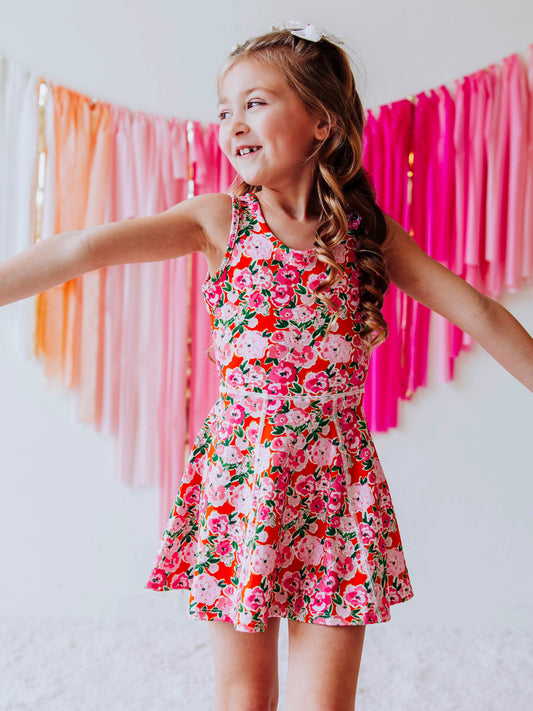 Tennis Dress - Glowing Pink Flowers (Size Down)