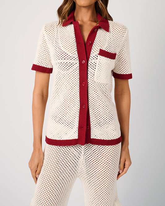 Oversized Crochet Button-up Shirt